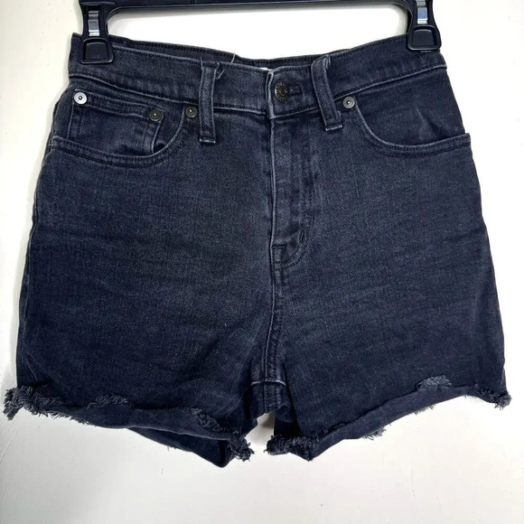 Madewell High-Rise Denim Boyshorts in Faded Black - Picture 2 of 9